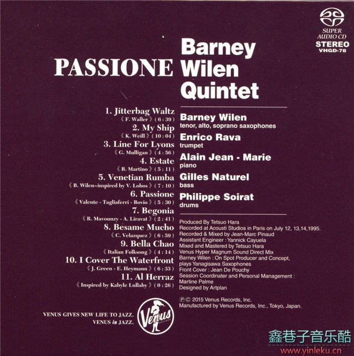 [VHGD078]BarneyWilenQuintet《Passione》[WAV+CUE]